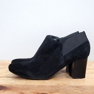 Van Eli Black Suede Ankle Booties Womens Size 10 Elastic Stretch Side Block Heel